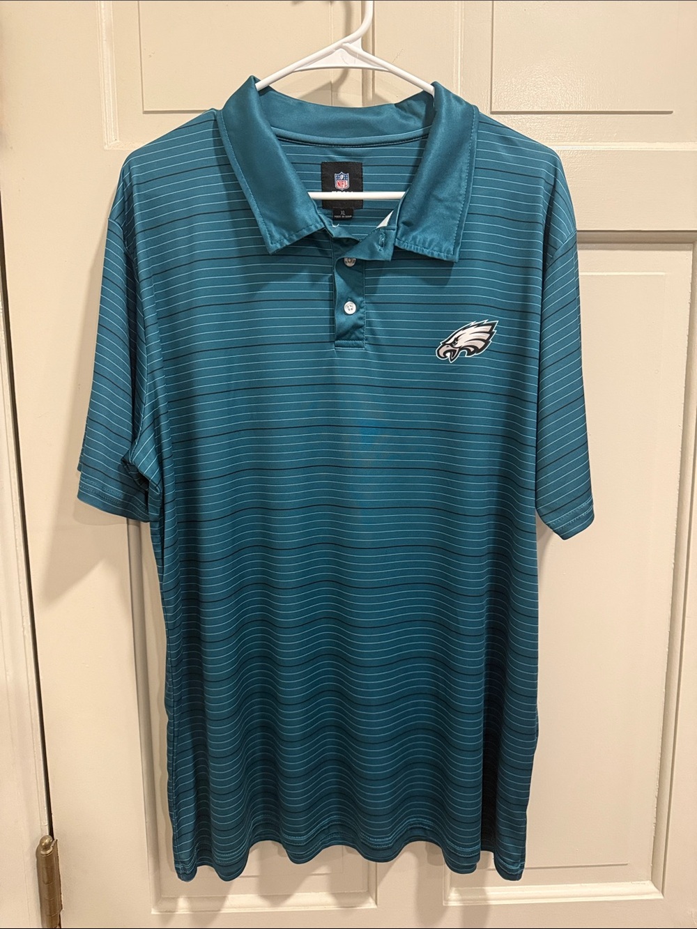 NFL Team Apparel Green Pinstripe Philadelphia Eagles Polo Shirt Sz XL